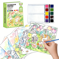 Livre de peinture à l'aquarelle sur le thème de la licorne et du lapin, ensemble artistique pour enfants avec 40 feuilles, 10 couleurs et pinceau, activité éducative