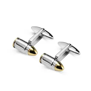 China Supplier Waterproof Stainless Steel Suit Shirt Mens Cuff Links Bullets Design Cufflinks For Men