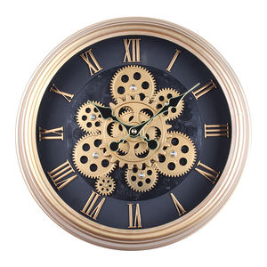 38CM creativo dinamico ingranaggio orologio da salotto nordico retrò decorazione moderna americana grano di legno orologio all'ingrosso - Product Image 2