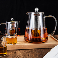 Service à thé de l'après-midi en verre borosilicaté à la mode de luxe Machine à café-théière de luxe transparente avec tasse en verre Bouilloire et théières