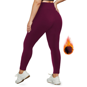 Leggings foderati in <span class=keywords><strong>pile</strong></span> da donna <span class=keywords><strong>con</strong></span> tasche-inverno caldi e termici pantaloni da Yoga a vita alta - Product Image 1