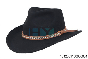 Huayihats 100% lana Color negro tamaño grande Western Cowboy Fedora sombreros hombres con cinturón - Product Image 5