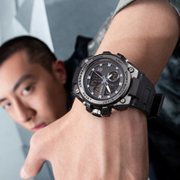 Timeartx Jam Tangan Kuarsa Analog Pria Alarm Chronograph Lampu Latar 50M Tali TPU Tahan Air Bercahaya TA-5100