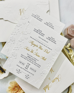 <span class=keywords><strong>Invitaciones</strong></span> de <span class=keywords><strong>Boda</strong></span> de Lujo con Papel de Algodón de Alta Gama, Impresión Tipográfica, Relieve y Grabado, con Sobres - Product Image 5