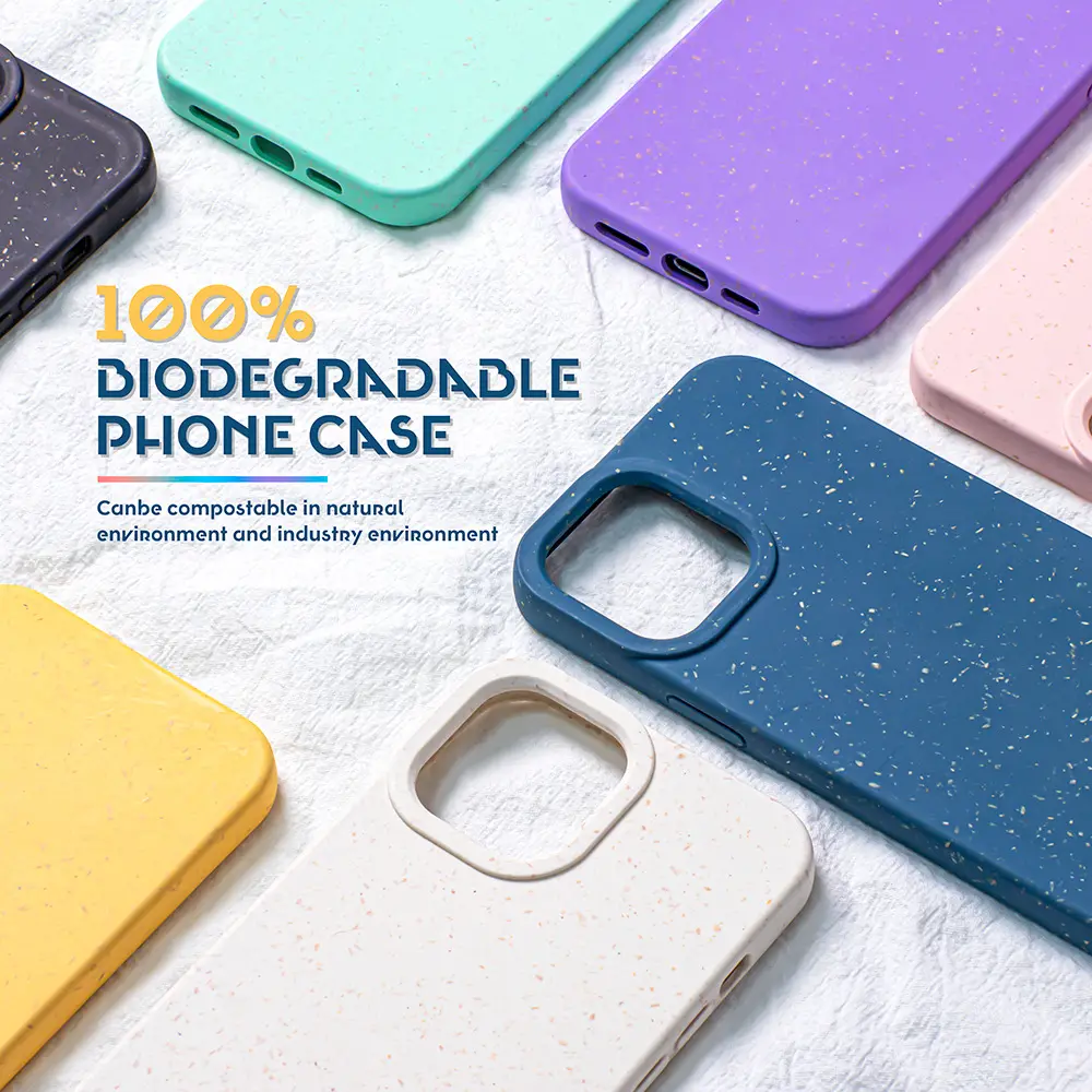 Funda ecológica de paja de trigo para iPhone 14 14 Pro Max, nueva tendencia, totalmente Degradable, 100%