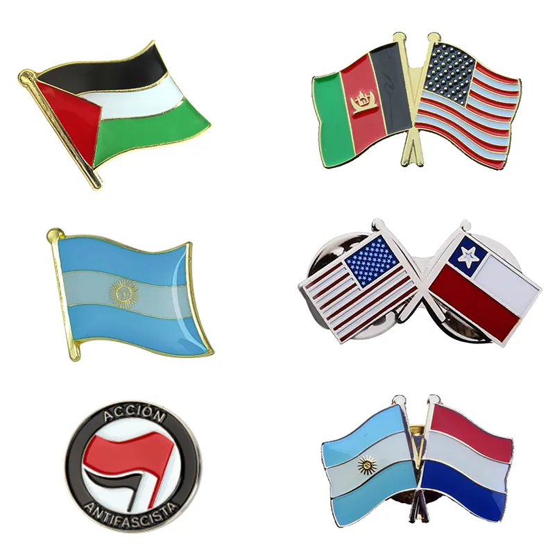 Vlag Revers Pin Custom Logo Ontwerp Sterven Geslagen Metalen Cloisonne Emaille Hars Epola Griekse Reversspeldjes Wereld Land Badge
