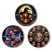 Pièce de monnaie colorée Mexique Dia de los Muertos Halloween 1 Onza Plata Pura Libertad Souvenir 1oz 999 Fine Copper Coin