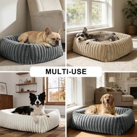 Coussin carré côtelé moelleux pour animaux de compagnie, lit surélevé avec rebord confortable, coussin antidérapant lavable pour chiens et chats de toutes tailles