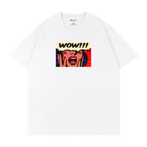 T-shirt blanc pour homme à manches courtes avec imprimé Pop Art Wow Graphic, 100% coton, jersey respirant, coupe ajustée - Product Image 4