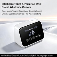 Polisseuse à ongles avec logo personnalisé, moteur sans noyau 35000 tr/min, écran LCD, commande manuelle et au pied, pédale, rangement pour embouts, quatre couleurs, pour supermarché