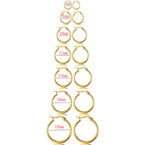ต่างหูแบบห่วง Huggie Hoop  ทอง 18K PVD สแตนเลสสตีล ขนาด 6 มม.-18 มม. |   ดีไซน์คลาสสิกน้ำหนักเบา ป้องกันการแพ้ สำหรับผู้หญิง - Product Image 2