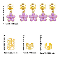 Lot de 35 pinces à cheveux en alliage doré, tresses et camélias violets, formes variées, bijoux pour dreadlocks et accessoires