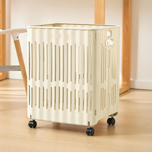 Wholesale Bathroom Colorful Large Capacity Portable <b>Foldable</b> Rolling Plastic Laundry <b>Basket</b> for Clothing - Product Image 1