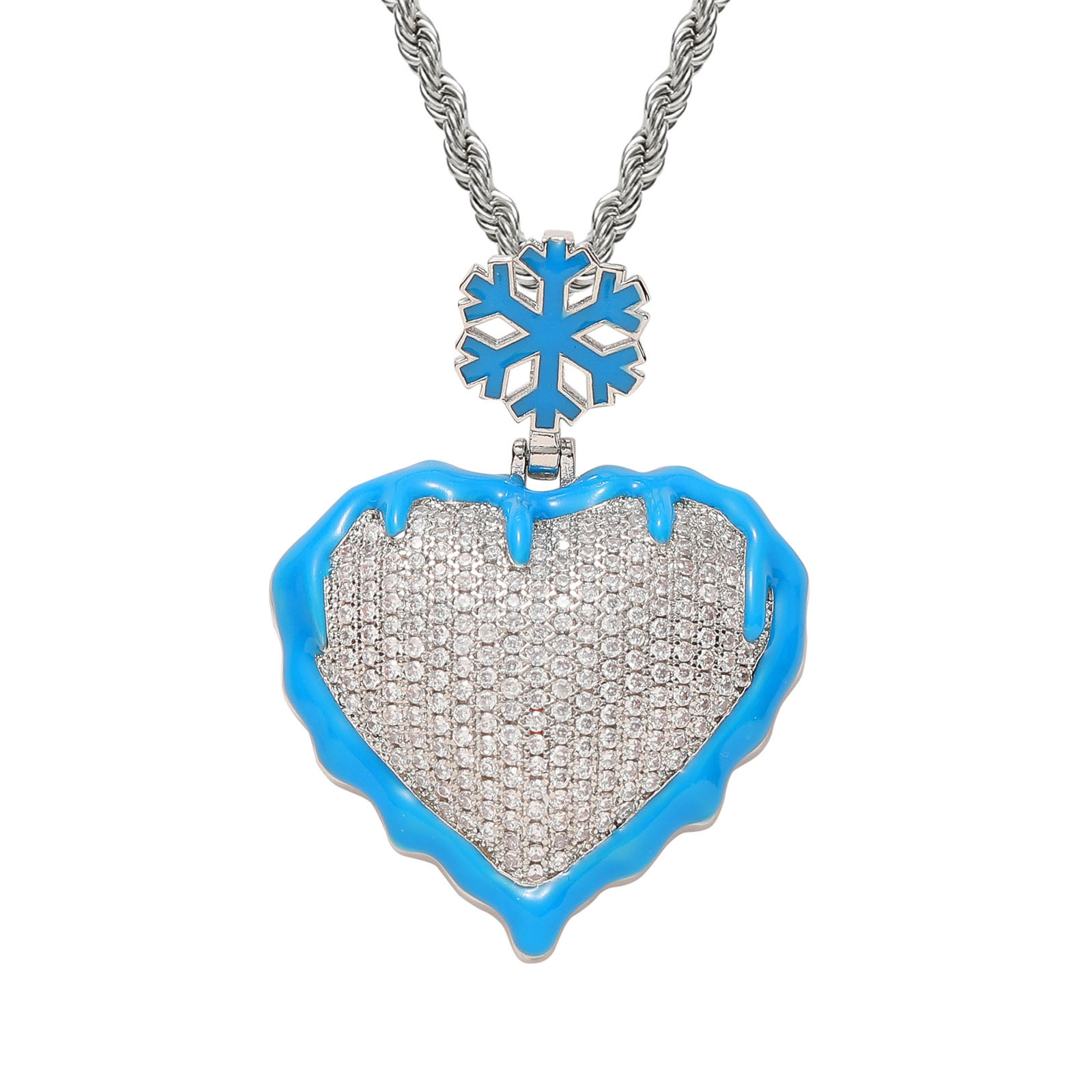 silver Frozen heart luminous pendant-3mm60cm