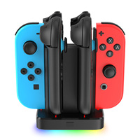 Stasiun Pengisi Daya Magnetik 6-in-1 untuk Pengisi Daya NDS Switch 1/2 Joy con, Dudukan Pengontrol Switch 1/2 Joycon, Dock Pengisian Cepat