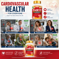 OEM CoQ10 200mg Softgels avec Shilajit PQQ Formule triple action-Complément alimentaire énergétique pour la santé cardiaque