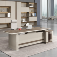 Escritorio de Oficina de Alta Gama en Forma de L, Antiarañazos, Liso, Ordenado y Elegante, con Muebles de Almacenamiento para Gerentes y Jefes