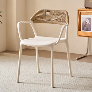 Silla de comedor negra de lujo para exteriores, respaldo de ratán tejido con cuerda, sillón de nuevo diseño para Hotel, jardín, Patio, silla de comedor para exteriores - Product Image 3