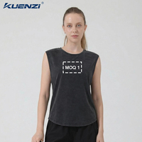 Kuenzi - Camiseta sin mangas para mujer, 100% algodón, 230GSM, de alto gramaje, lisa, con logotipo personalizado, estilo vintage lavado y desgastado, para streetwear, venta al por mayor