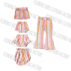 DH ODM wholesale custom striped bamboo bummies blooemr biker shorts pants shorts for kids girl