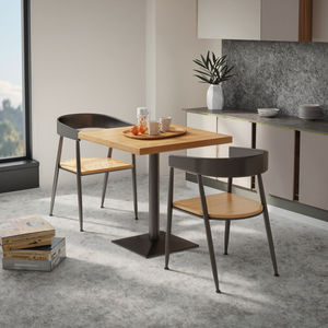 Ensemble Table et Chaises de Repas Professionnel en Bois Massif, Carré, Modèle 1016, pour Salon de Thé, <span class=keywords><strong>Snack</strong></span>, Restaurant, Cantine et Ameublement Domestique - Product Image 2