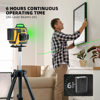 Niveau laser industriel 16 lignes 360° auto-nivelant avec trépied, outil de nivellement 4D, lumière verte, batterie Li-Ion, DC 18V, précision 1mm