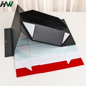 Boîte cadeau en carton pliable magnétique avec logo personnalisé de luxe, avec ruban - Product Image 2
