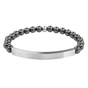 Pulsera <span class=keywords><strong>de</strong></span> tubo curvado <span class=keywords><strong>de</strong></span> acero inoxidable grabada en blanco con cuentas <span class=keywords><strong>de</strong></span> piedra natural <span class=keywords><strong>de</strong></span> 6 mm, regalo <span class=keywords><strong>de</strong></span> cumpleaños CE para parejas, amantes, corazón bondoso - Product Image 4