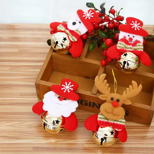 Wholesale High Quality <b>Iron</b> Xmas Mini Bell Santa Claus Elk Snowman Tree Pendant Doll Bells Hang Christmas Tree Decoration - Product Image 1
