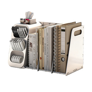Folding Desktop Bookshelf Plastic Expandable Storage Rack For <b>Office</b> Study <b>Desk</b> Organization - Product Image 3