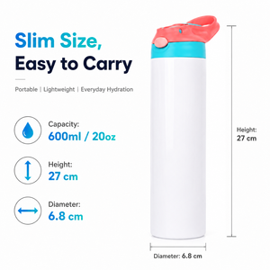 Bouteille d'eau en acier inoxydable pour enfants, gobelet à bec droit, 12oz et 20oz, vierge, en stock, pour sublimation, idéal pour la rentrée scolaire - Product Image 4