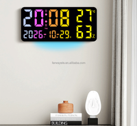 Horloge murale numérique LED RGB multifonctionnelle YIDA TIME, super grande, colorée, avec télécommande, lumière ambiante, température, humidité, semaine