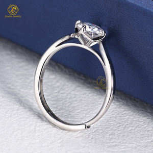 Bijoux en gros 1CT classique <span class=keywords><strong>solitaire</strong></span> mariage fiançailles 925 bague en argent Sterling diamant Moissanite avec bande ouverte réglable - Product Image 6