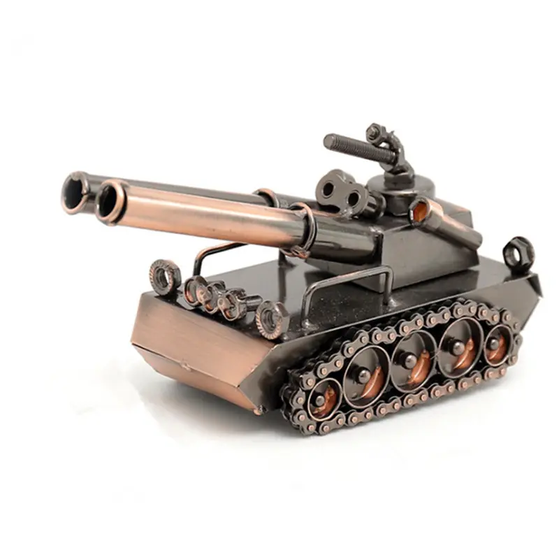 Modelo de tanque de torreta europea, adornos creativos de Metal para oficina, artesanías de escritorio, decoración para el hogar para sala de estar, venta al por mayor