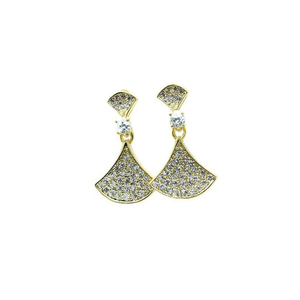 Pendientes de cristal dorado de lujo para mujer, diseño geométrico, joyería de fiesta rellena de oro de 18 quilates, pendientes con microincrustaciones de diamantes de imitación - Product Image 1