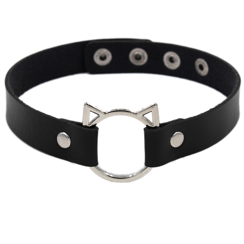 JJDreams Choker In Pelle Gotica Con Ciondolo Cuore: Nero, Regolabile, Per Donna