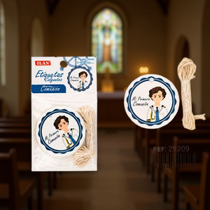 Etichette Pendenti Ilan per Prima Comunione, Design per Ragazzi con Cordoncino 29209 - Product Image 2