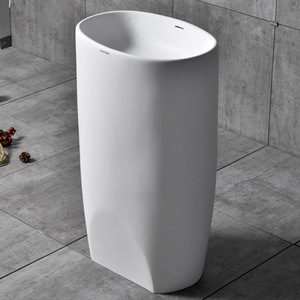 Lavabo de <span class=keywords><strong>Pedestal</strong></span> Moderno para Baño de Hotel, Lavabo Independiente de Resina y Piedra Fundida <span class=keywords><strong>con</strong></span> Características Ecológicas - Product Image 6