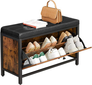 Banc de rangement rembourré pour chaussures avec armoires à chaussures à <span class=keywords><strong>2</strong></span> rangées - Product Image 1