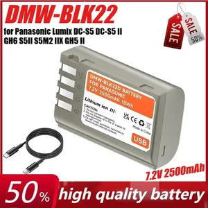 DC-S5แบตเตอรี่กล้อง DMW-BLK22 7.2V 2500mAh DC-S5 GH6 <span class=keywords><strong>S5II</strong></span> S5M2 IIx GH5 II - Product Image 2