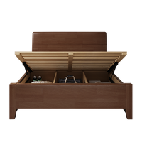 Cadre de lit de style moderne, dernier design, sommier en bois massif avec boîte de rangement, hauteur réglable, support robuste, taille complète