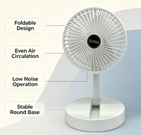 Ventilateur de table portable avec support réglable, grille amovible, base stable et flux d'air à large angle pour la maison, le bureau et la chambre