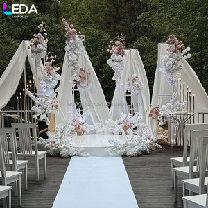 LEDA New white tulle wedding <b>backdrop</b> prop suitable for welcome <b>backdrop</b> display retractable curtain rod wedding arch - Product Image 3