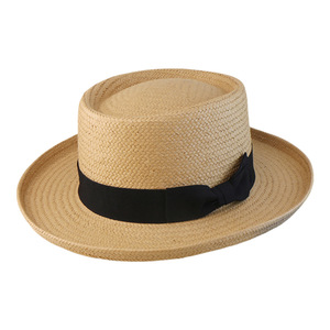 Chapeau Panama en paille fine tressée pour homme, à calotte plate avec rainure centrale, style Fedora à bord plat - Product Image 5