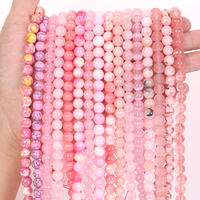 Cuentas de ágata de cristal de cuarzo de Jade rosa, cuentas de piedra Natural sueltas redondas para fabricación de joyas, accesorios de pulsera DIY, collar, venta al por mayor