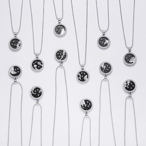 สร้อยคอของขวัญเครื่องรางสำหรับผู้หญิง,สร้อยคอราศี12ดวงสร้อยคอจี้เหรียญเครื่องประดับชุบเงินสำหรับกลางวัน - Product Image 3