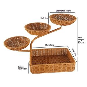 Panier et support de rangement multifonctionnels modernes en plastique PP tissé et en fer, écologiques, pour la cuisine et la maison - Product Image 3