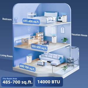 14000 BTU Portable Air Conditioner with Cool Dehumidifier Fan 24H <b>Timer</b> EU & US Plug for Cars & Rooms Includes Window Kit - Product Image 6