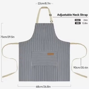 Tablier de Chef Tricoté Haut de Gamme pour Cuisine, Blanc Rayé Doux avec 2 Poches, Ajustable pour Hommes et Femmes, Idéal pour la Restauration - Product Image 2
