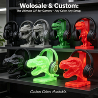 Support pour casque et manette de jeu en forme de T-Rex imprimé en 3D pour PS4 PS5 Switch, organisateur décoratif de bureau ou mural